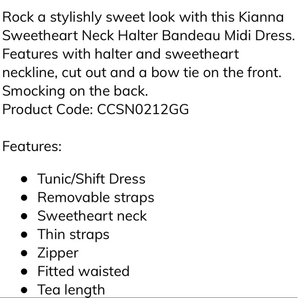 NEW•XL•KIANNA SWEETHEART NECK HALTER BANDEAU MIDI DRESS• - Picture 7 of 15